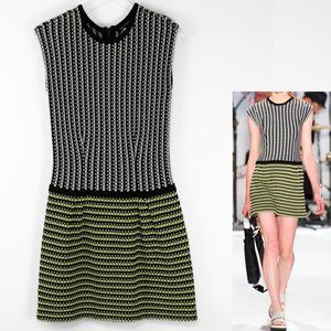 Nanette Lepore Runway “Go Crazy” Dress Colorblock Knit Size Large Black Green